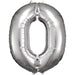 Amscan Folienballon 0 / 66 x 88 cm Folienballon Zahlen  0 bis 9 Silber