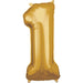 Amscan Folienballon 1 / 33 x 86 cm Folienballon Zahlen 0 bis 9 Gold