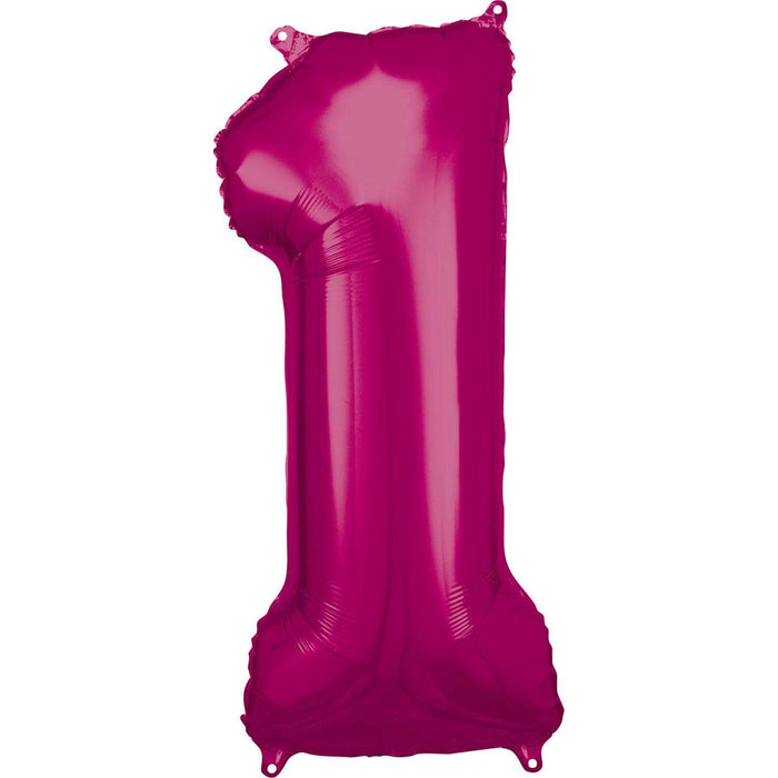 Amscan Folienballon 1 / 33 x 86 cm Folienballon Zahlen 0 bis 9 Pink