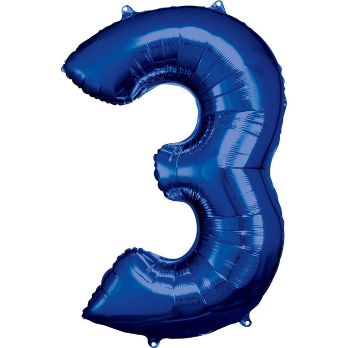 Amscan Folienballon 3 / 53 x 88 cm Folienballon Zahlen 0 bis 9 Blau