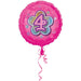 Amscan Folienballon 4 Folienballon Rosa Blumen mit Zahl