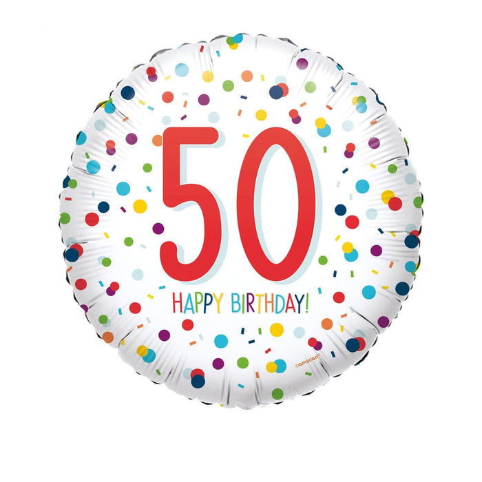 Amscan Folienballon 50 Folien Luftballon Happy Birthday Zahlen "Konfetti"