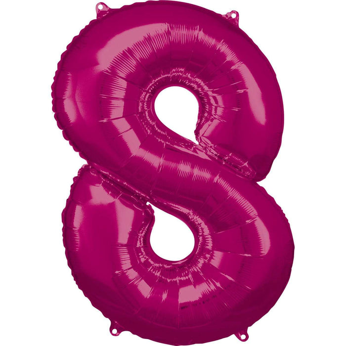 Amscan Folienballon 8 / 53 x 83 cm Folienballon Zahlen 0 bis 9 Pink