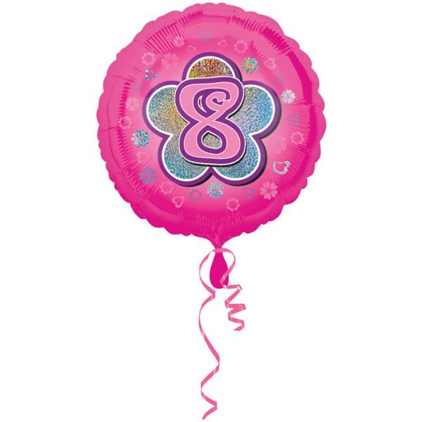 Amscan Folienballon 8 Folienballon Rosa Blumen mit Zahl