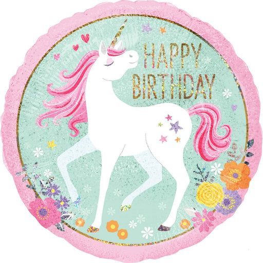 Amscan Folienballon Folienballon Holografisch Happy Birthday Magical Unicorn
