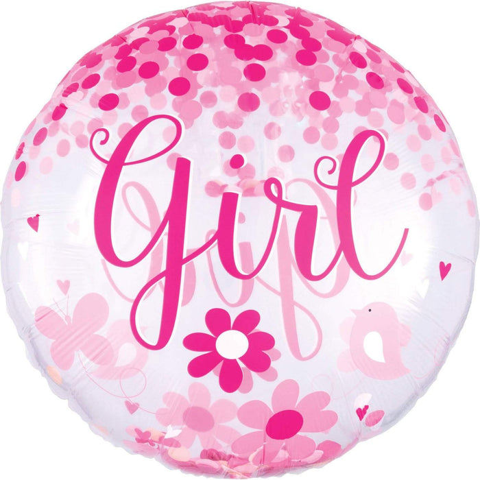 Amscan Folienballon Girl Folienballon Jumbo Konfetti Baby Girl oder Baby Boy