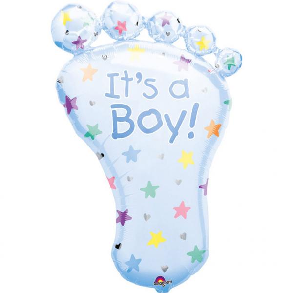 Amscan Folienballons Blau Folienballon Babyparty Fuß "It's a Boy" oder "It´s a Girl" 58 x 82 cm