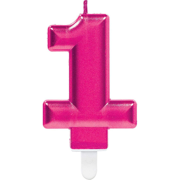 Amscan Zahlenkerzen 1 Zahlenkerze Sparkling Celebrations Pink 0 - 9  Höhe 9,3 cm