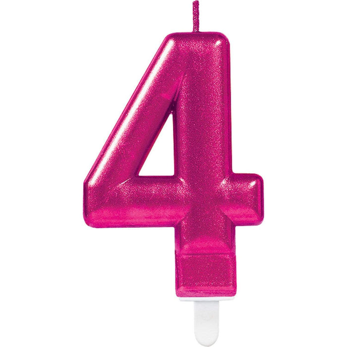 Amscan Zahlenkerzen 4 Zahlenkerze Sparkling Celebrations Pink 0 - 9  Höhe 9,3 cm