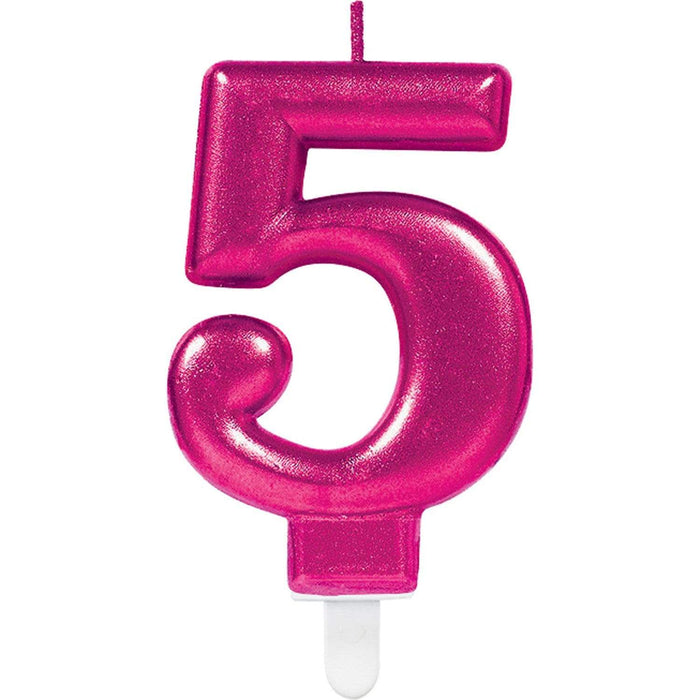 Amscan Zahlenkerzen 5 Zahlenkerze Sparkling Celebrations Pink 0 - 9  Höhe 9,3 cm