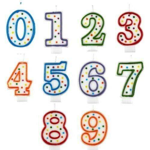 Amscan Zahlenkerzen Zahlenkerze Gepunktet Polka Dots  0 - 9 Höhe 7,6 cm