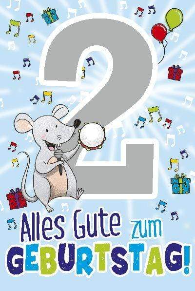 Depesche Geburtstagskarten Blau Maus Depesche Zahlenkarte 2.Geburtstag mit Musik