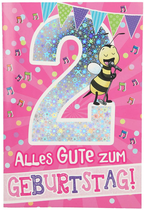 Depesche Geburtstagskarten Rosa Biene Depesche Zahlenkarte 2.Geburtstag mit Musik
