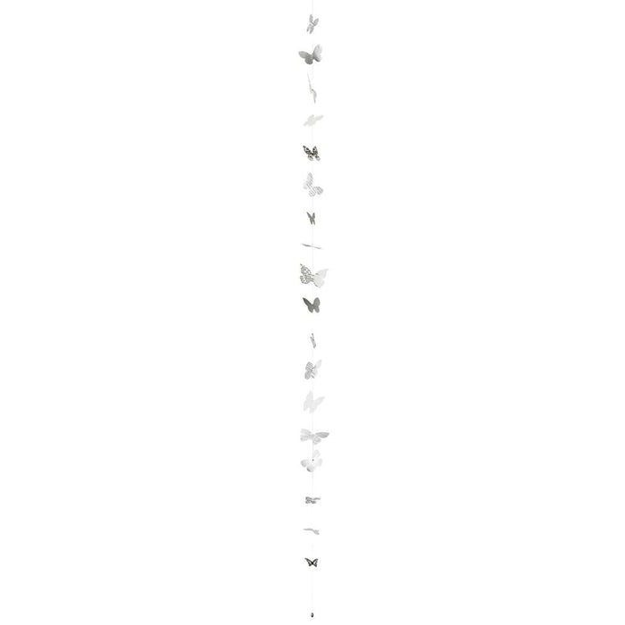 Räder Girlande Räder Papier Girlande Kette "Schmetterlinge" Weiß/ Grau 150cm