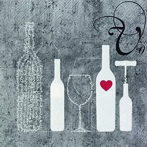 Räder Servietten Räder Vino Servietten Wein "Flasche & Glas" 25 x 25 cm