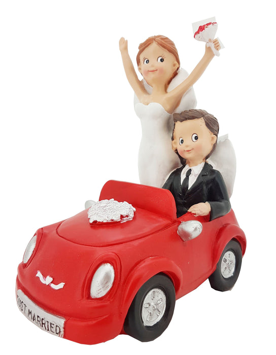 Segelkern Figuren Dekofigur "Jubelndes Brautpaar im Auto" aus Polyresin